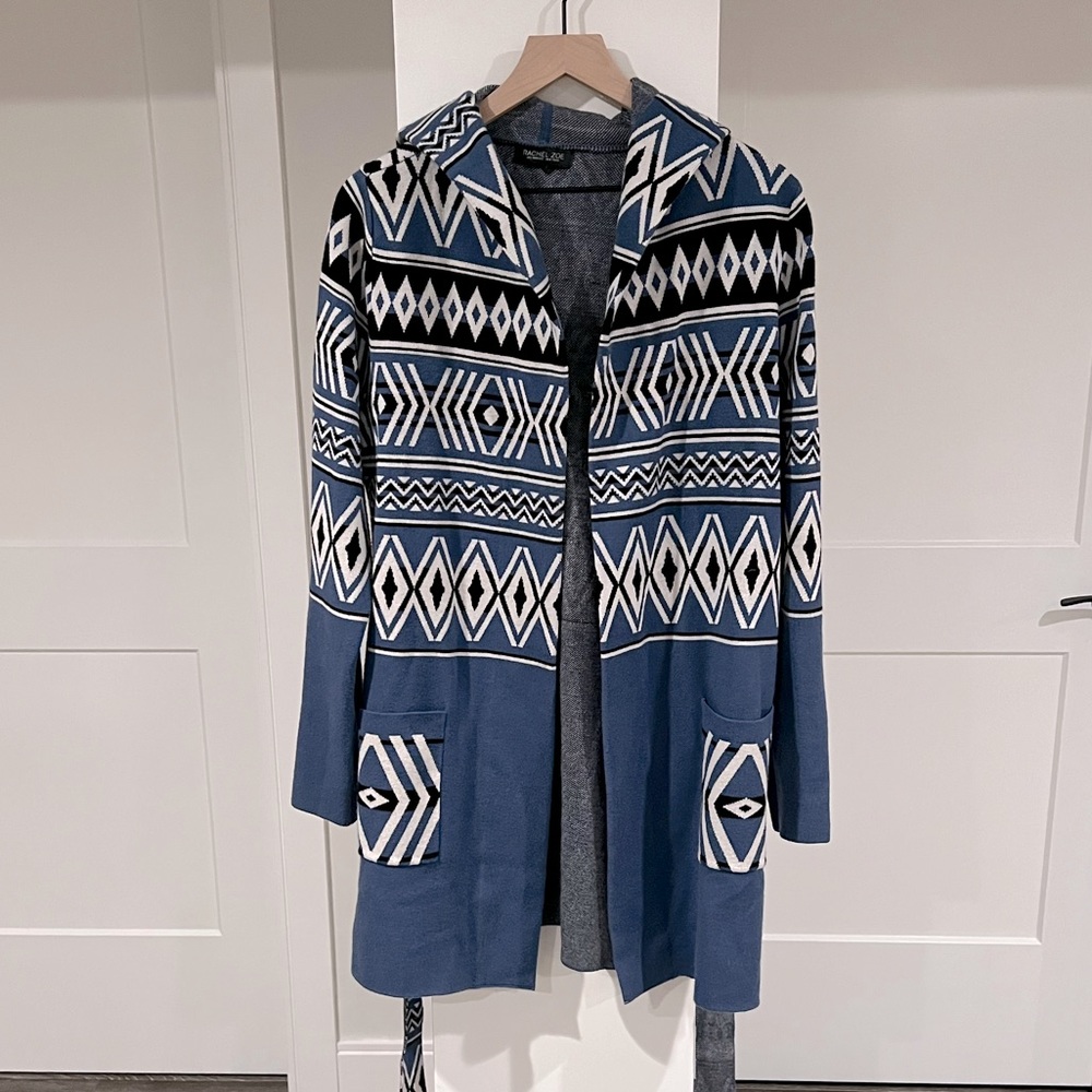 Rachel Zoe Hooded Sweater Belted Jacket